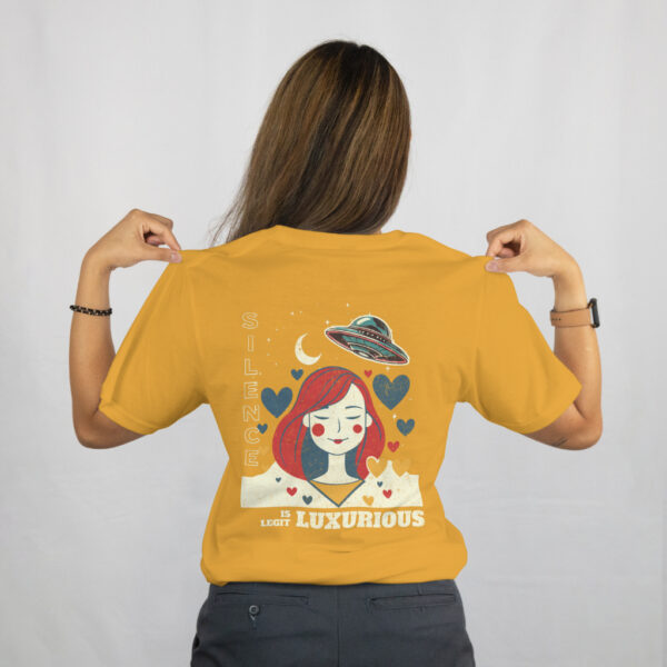 Women's Round Neck Oversized Classic T-Shirt Golden Yellow (Silence is Luxurious)