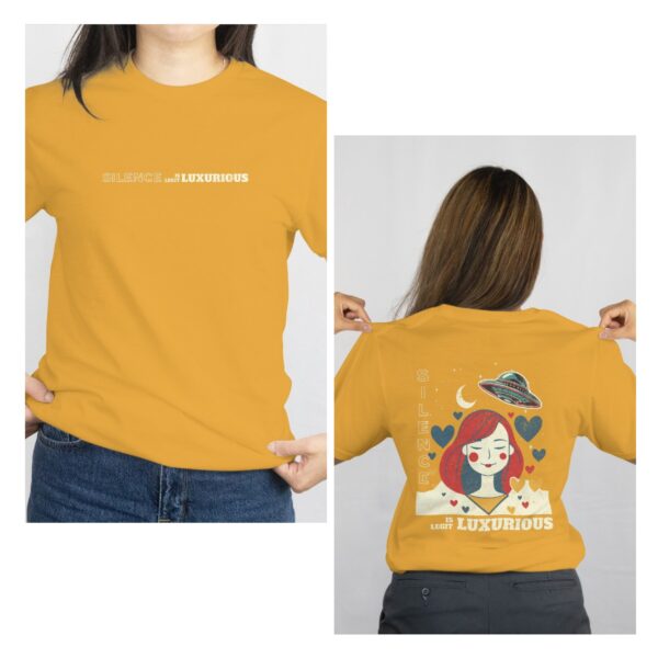 Women's Round Neck Oversized Classic T-Shirt Golden Yellow (Silence is Luxurious) - Image 3